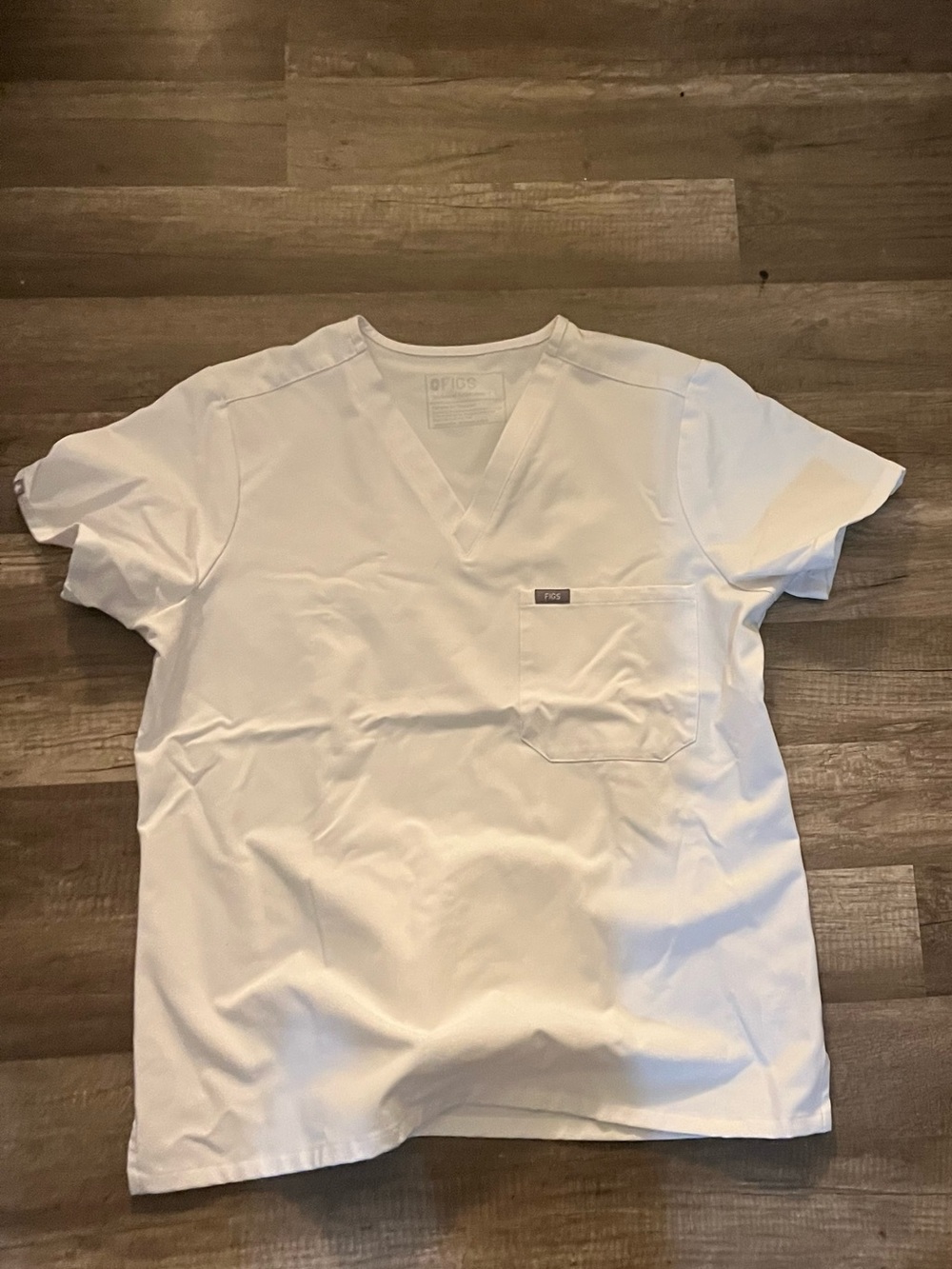 Figs Women Short Sleeve V-Neck Scrub Top in White